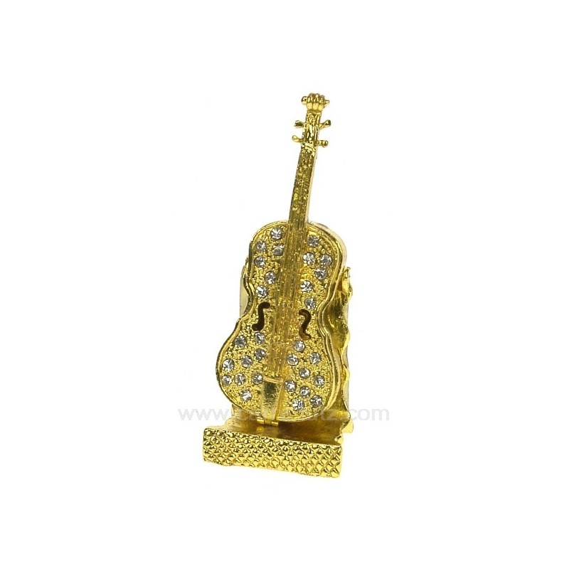 Boite métal émaillé avec strass violon 