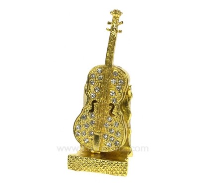 Boite métal émaillé avec strass violon 