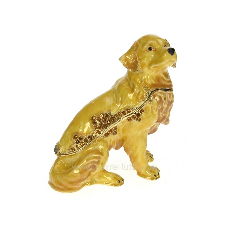 CL85002041  Boite métal émaillé avec strass labrador  46,30 €