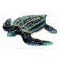 Boite métal émaillé plaqué argent avec cristaux australien tortue de mer bleue