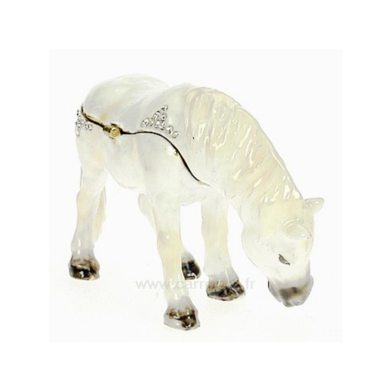 CL85002077  Boite métal émaillé avec cristaux ﻿décor cheval blanc﻿ 37,70 €