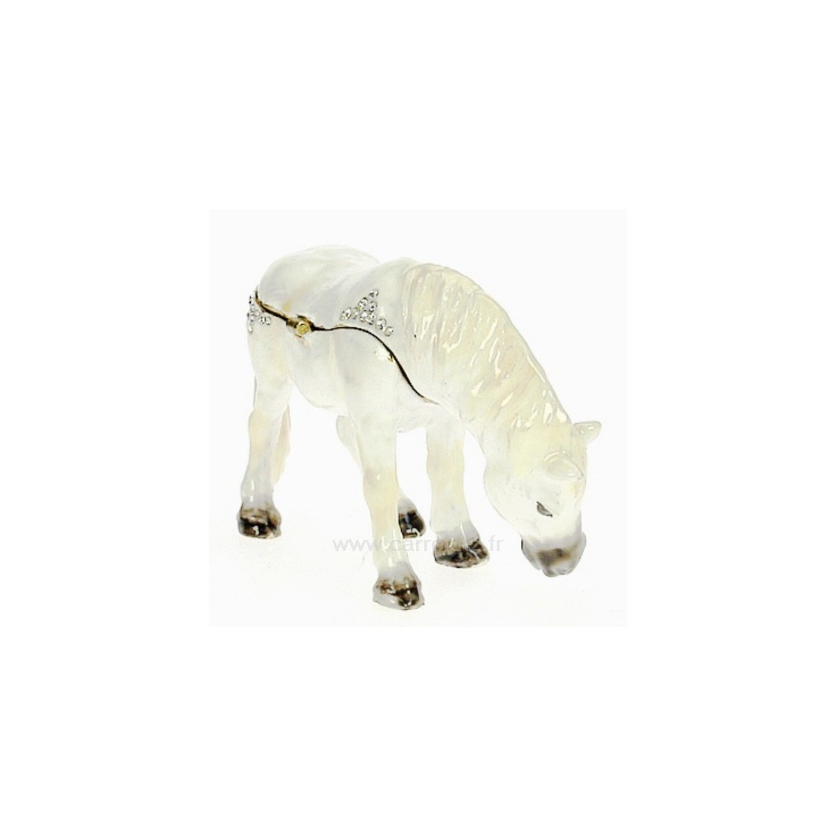 CL85002077  Boite métal émaillé avec cristaux ﻿décor cheval blanc﻿ 37,70 €