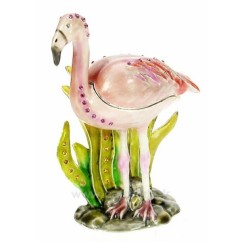 CL85002081  Boite métal émaillé plaqué or avec cristaux australien﻿ décor flamant rose  64,10 €