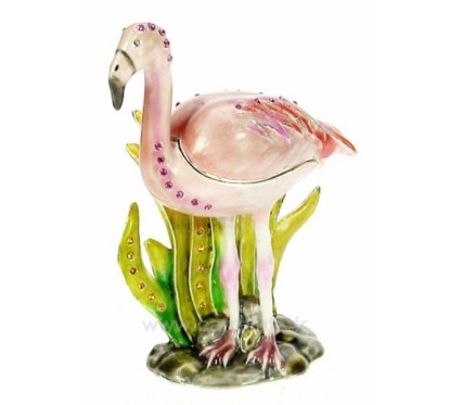 CL85002081  Boite métal émaillé plaqué or avec cristaux australien﻿ décor flamant rose  64,10 €