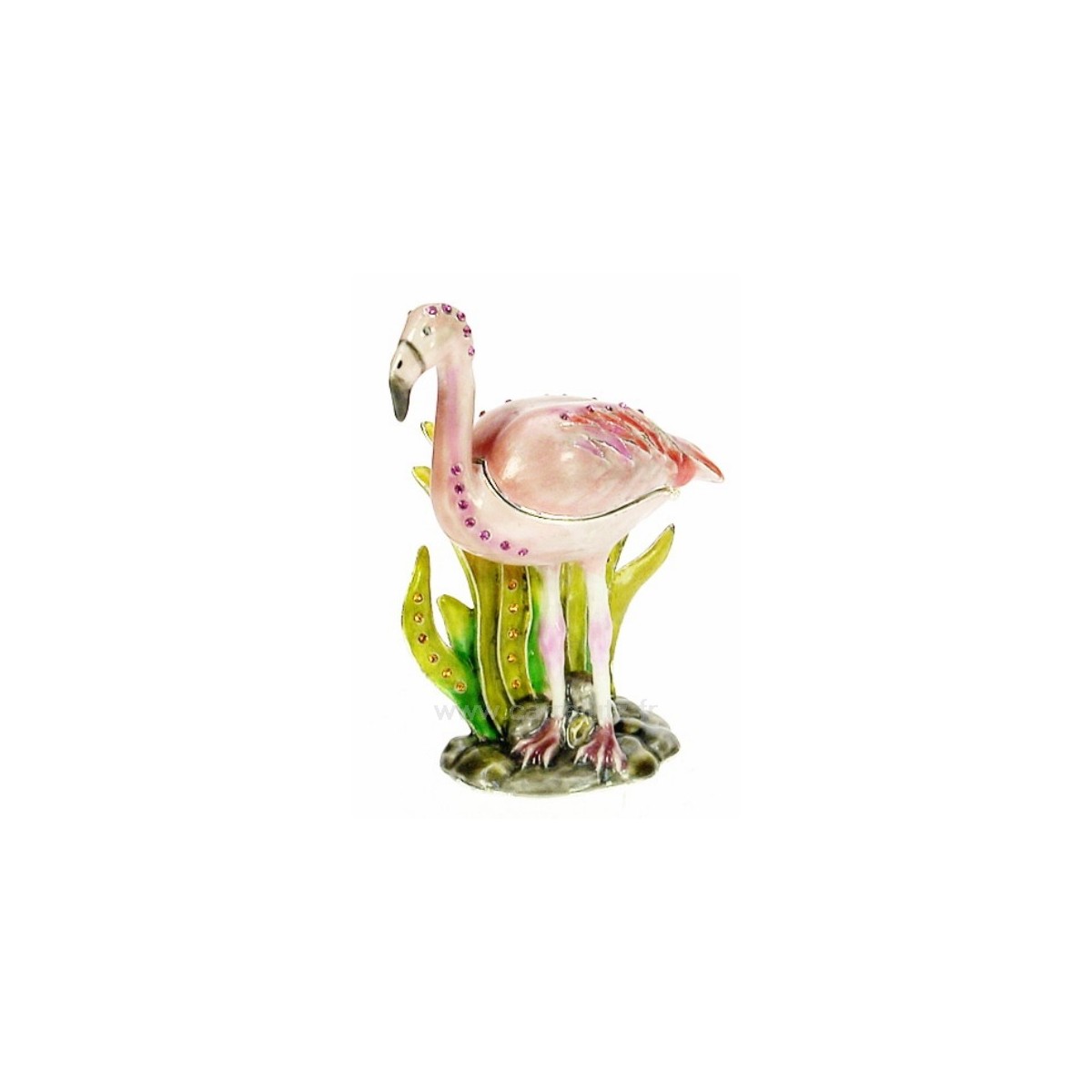 CL85002081  Boite métal émaillé plaqué or avec cristaux australien﻿ décor flamant rose  64,10 €