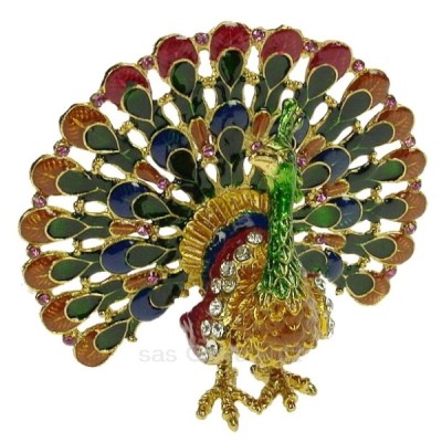 CL85002083 Boite métal émaillé avec cristaux paon faisant la roue 35,90 €