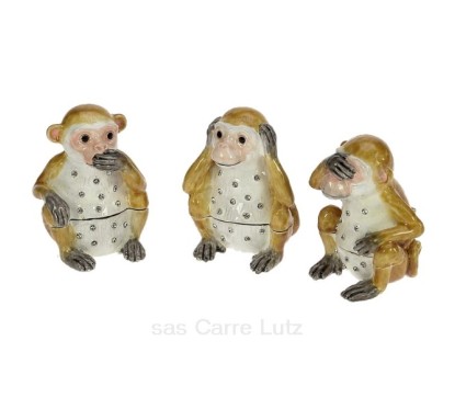 CL85002088  Boite métal émaillé avec cristaux les 3 singes de la sagesse 90,50 €