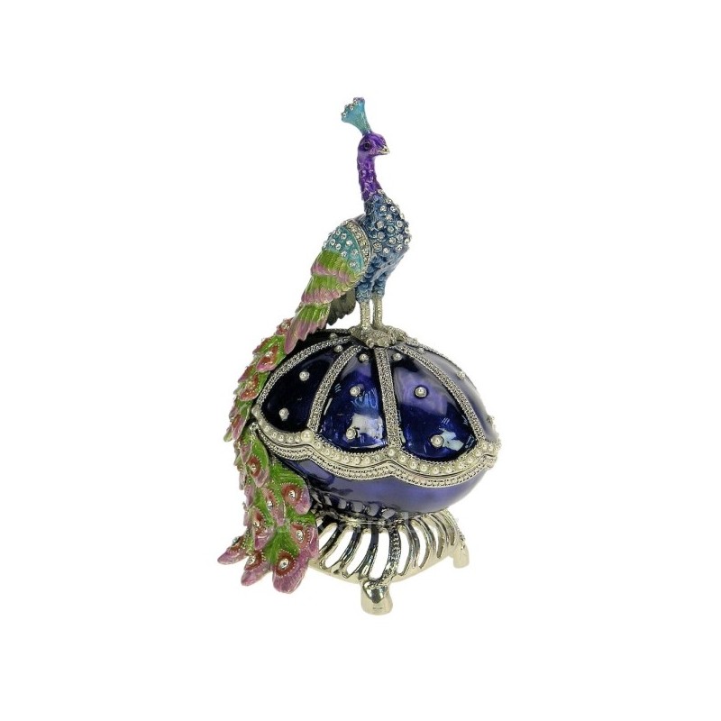 CL85002092  Boite métal émaillé avec cristaux paon sur oeuf 90,50 €