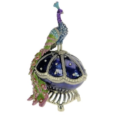CL85002092 Boite métal émaillé avec cristaux paon sur oeuf 90,50 €