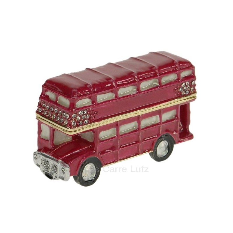 Boite métal émaillé avec cristaux bus anglais