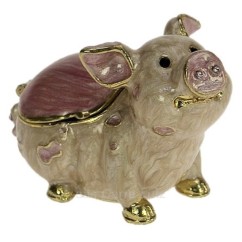 CL85002094  Boite métal émaillé avec cristaux australien cochon avec pendentif 50,30 €