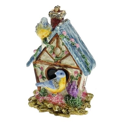 CL85002099  Boite émail maison oiseaux en métal émaillé avec cristaux  40,20 €