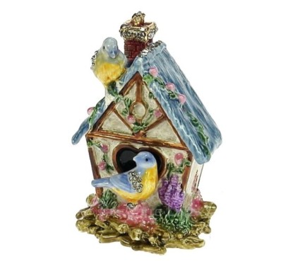 CL85002099  Boite émail maison oiseaux en métal émaillé avec cristaux  40,20 €