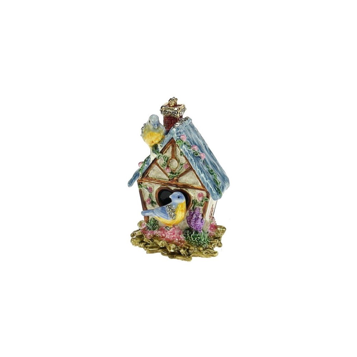 CL85002099  Boite émail maison oiseaux en métal émaillé avec cristaux  40,20 €