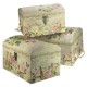 Ensemble de 3 coffres gigogne en carton fort décor papier glacé fleurs et papillons, reference CL85005010
