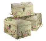 CL85005010  Ensemble de 3 coffres gigogne en carton fort décor papier glacé fleurs et papillons 95,50 €