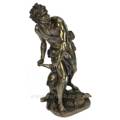 CL88000001 Sculpture en résine et poudre de bronze David avec fronde et harpe hauteur 27 cm 72,00 €