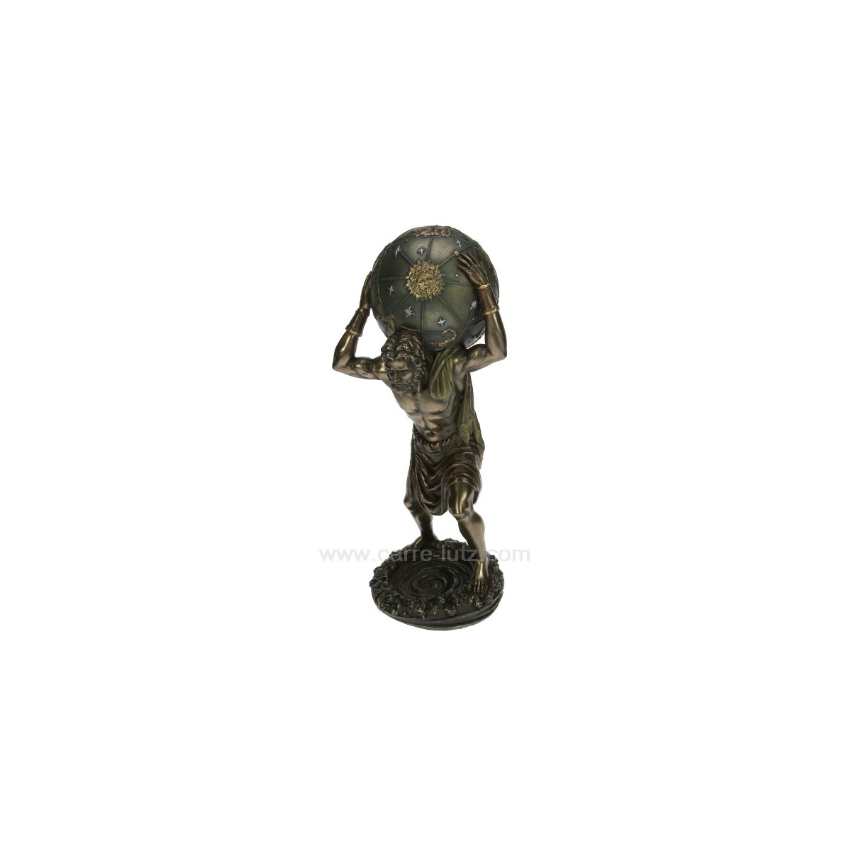CL88000008  Sculpture en résine et poudre de bronze Atlas portant le monde hauteur 29 cm 72,00 €