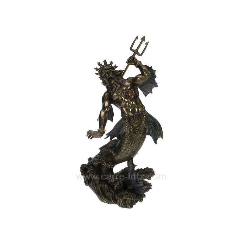 Sculpture en résine et poudre de bronze Poseidon hauteur 32 cm