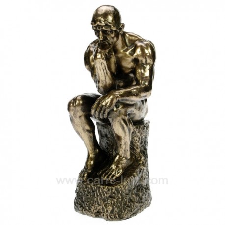 Sculpture en résine et poudre de bronze Rodin le penseur hauteur 24 cm, reference CL88000013