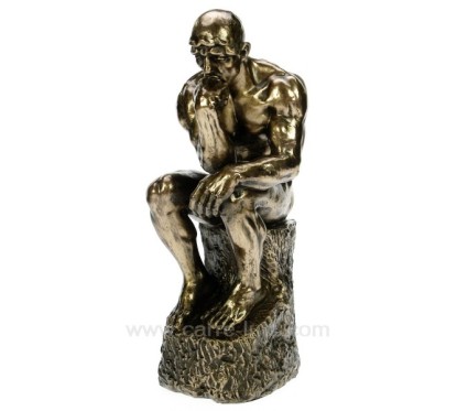 Sculpture en résine et poudre de bronze Rodin le penseur hauteur 24 cm