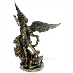 Sculpture en résine et poudre de bronze Saint Michael hauteur 25,5 cm, reference CL88000016