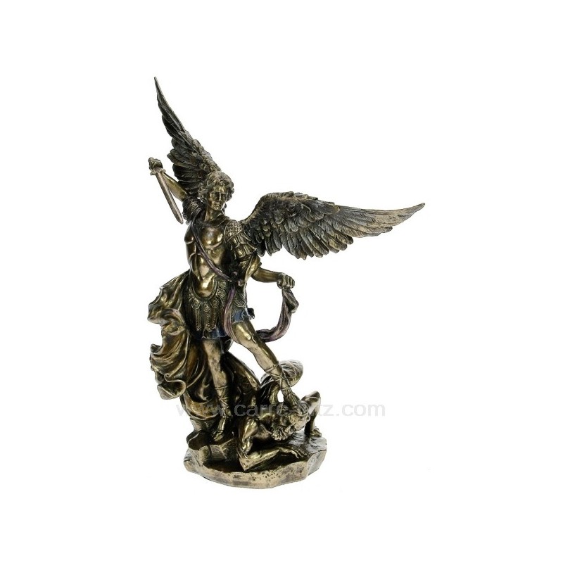 Sculpture en résine et poudre de bronze Saint Michael hauteur 25,5 cm