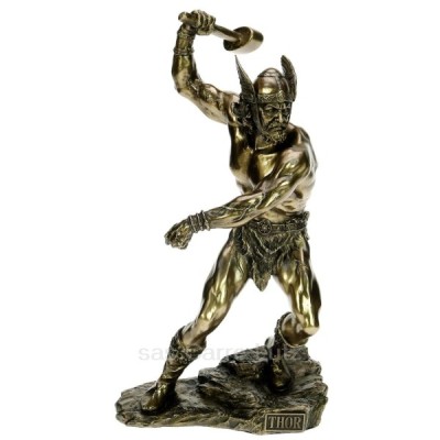 CL88000022  Sculpture en résine et poudre de bronze Thor hauteur 27 cm 58,90 €