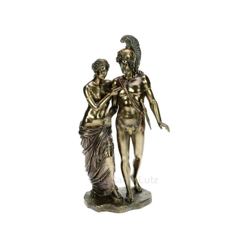 Sculpture en résine et poudre de bronze Venus et Mars hauteur 31,5 cm