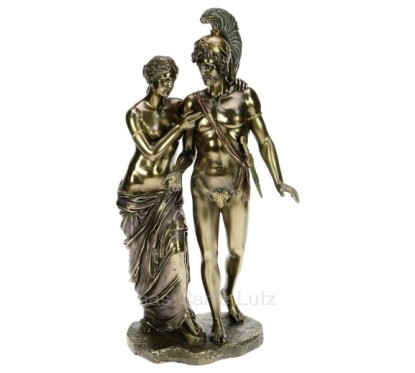 Sculpture en résine et poudre de bronze Venus et Mars hauteur 31,5 cm