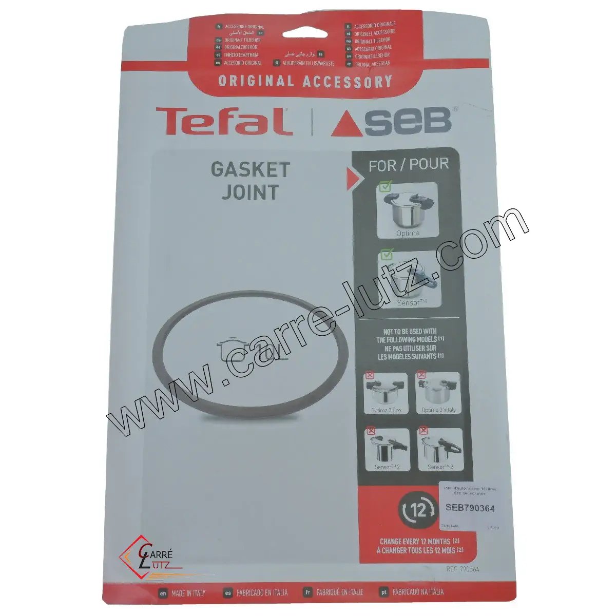 SEB790364  Joint d'autocuiseur 10 litres Seb Sensor inox 20,40 €
