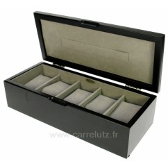 Coffret en bois couleur noir mat﻿ 5 compartiments pour montre