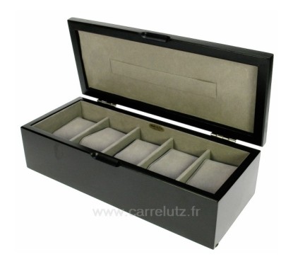 Coffret en bois couleur noir mat﻿ 5 compartiments pour montre