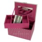 Coffret bijoux brodé "love" extérieur pois roses