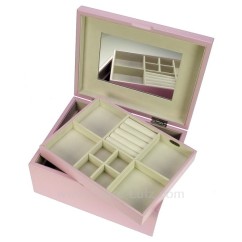 Coffret bijoux Libby rose en bois peint rose intérieur suédine beige