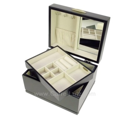 Coffret bijoux noir en bois couleur noir mat Delia