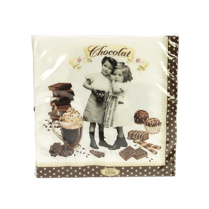 Paquet de 20 serviettes décor Chocolatine