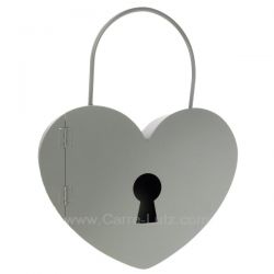 Boite à clefs métallique cadenas coeur gris , reference CL45000141