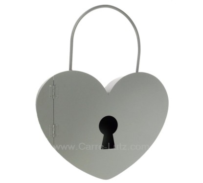 Boite à clefs métallique cadenas coeur gris