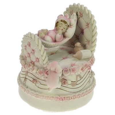 CL50231138  Bébé fille dans son berceau en polyrésine 28,00 €