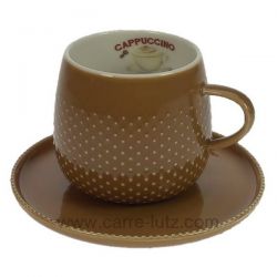 Coffret tasse capuccino en porcelaine couleur caramel , reference CL10030428