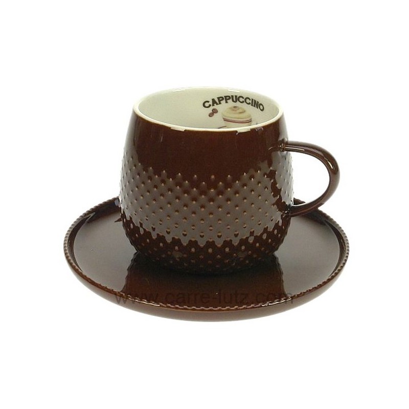 Coffret tasse capuccino en porcelaine couleur chocolat