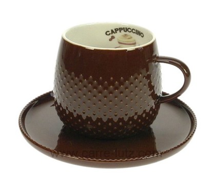 CL10030431  Coffret tasse capuccino en porcelaine couleur chocolat 18,00 €