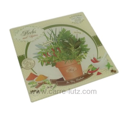 Dessous de plat en verre trempé sérigraphié décor herbes et épices