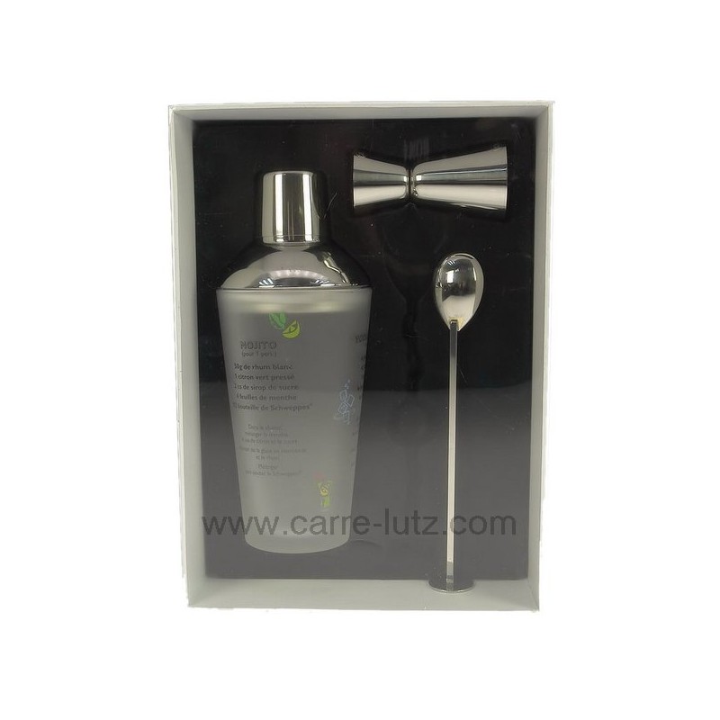 Coffret cocktail 3 pièces verre et inox