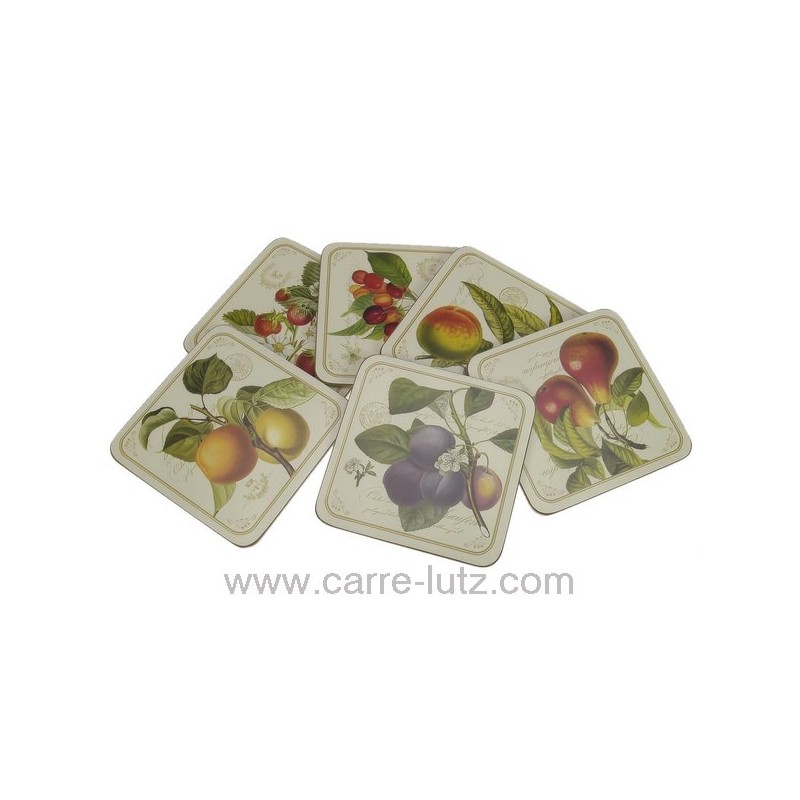 CL70000106  Dessous de verre par 6 décor fruits du jardin 11,00 €