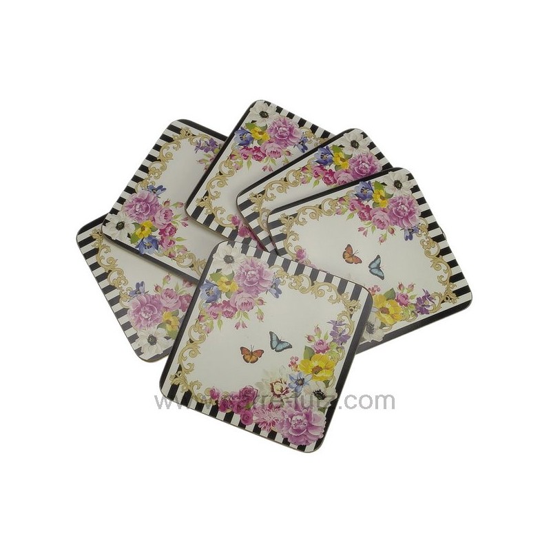 CL70000108  Dessous de verre par 6 décor flowers glamour 11,00 €