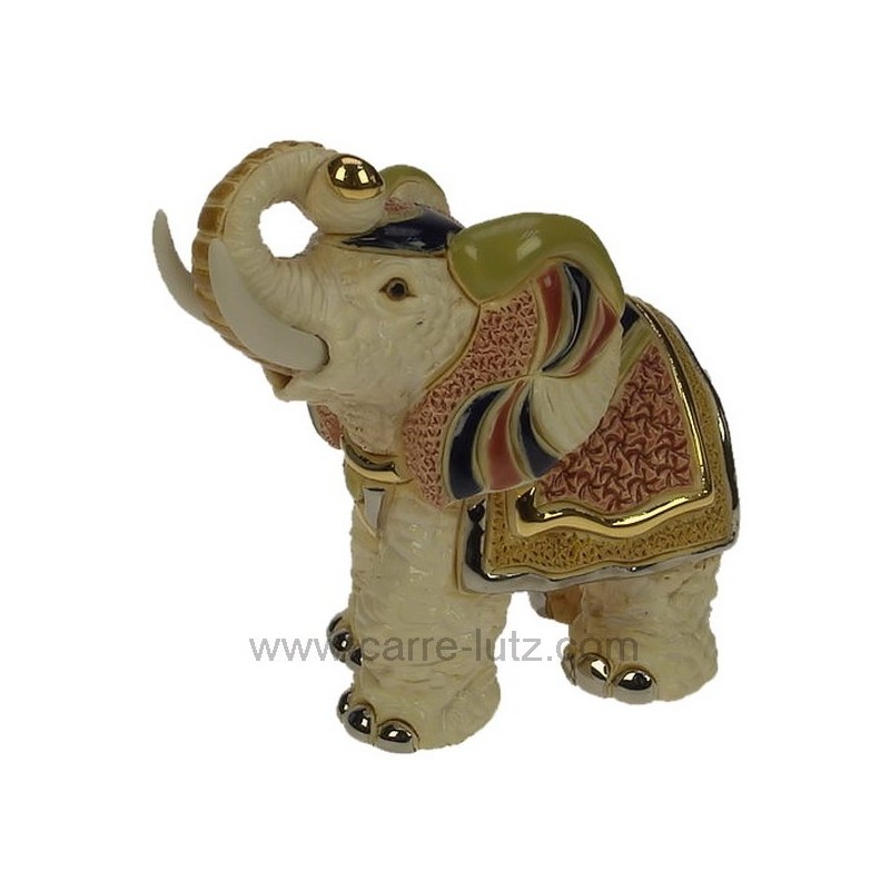 Eléphant indien blanc en céramique platine et or - De Rosa Rinconada