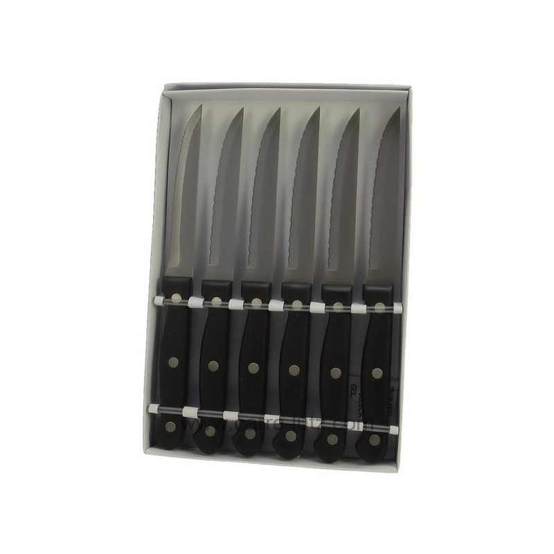 Couteau steak lame dentée classic par 6 Lacor 39060
