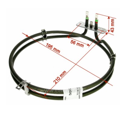 703042  71X6211 - Résistance circulaire 2400W diamètre 190 mm de four à chaleur tournante Bosch Brandt Sidex Smeg Vedette Tho...